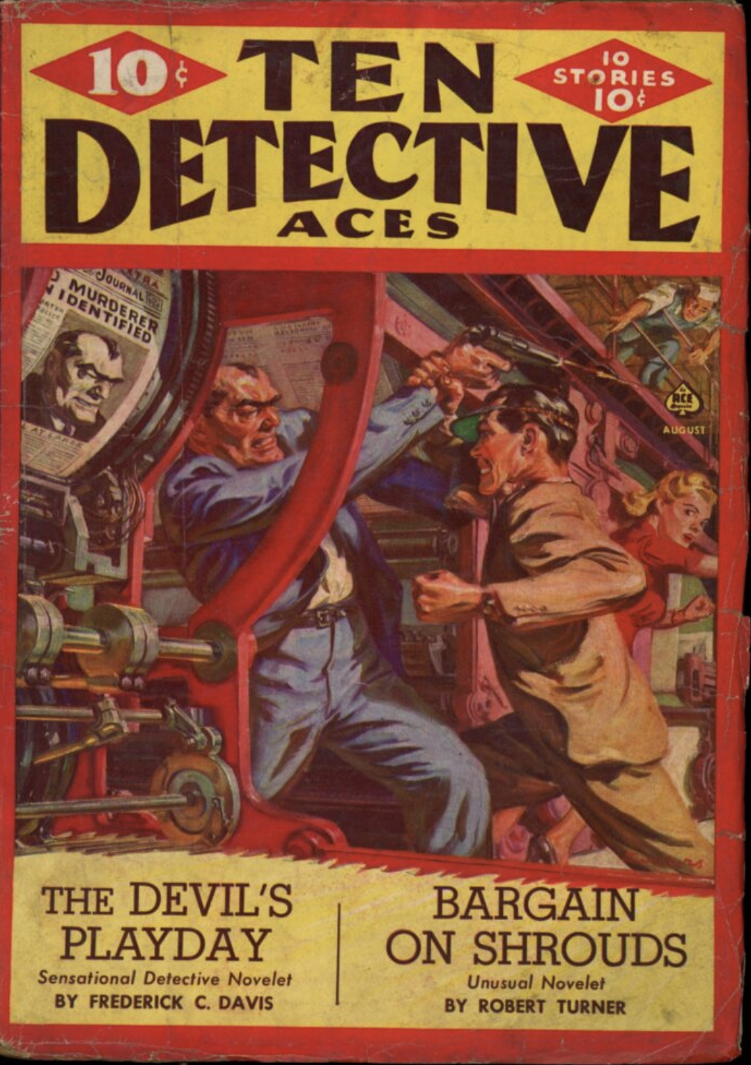 August 1941 issue ~ cover art by Norman Saunders - SMB Noir